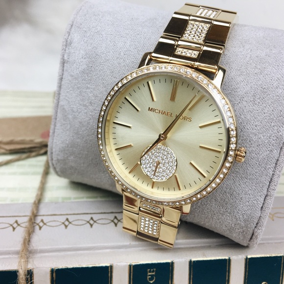 Michael Kors Accessories - Michael Kors gold crystal bezel bracelet watch